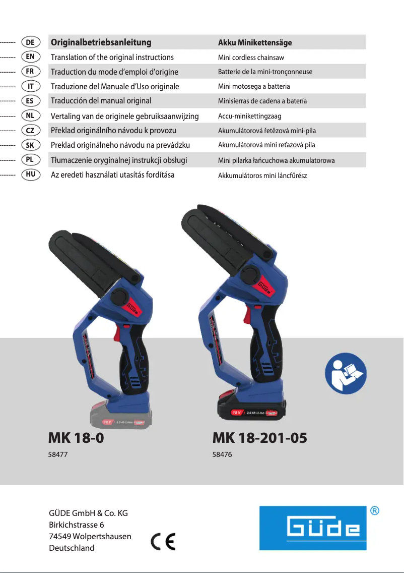 Page n°1 - Manuel utilisateur Güde MK 18-201-05