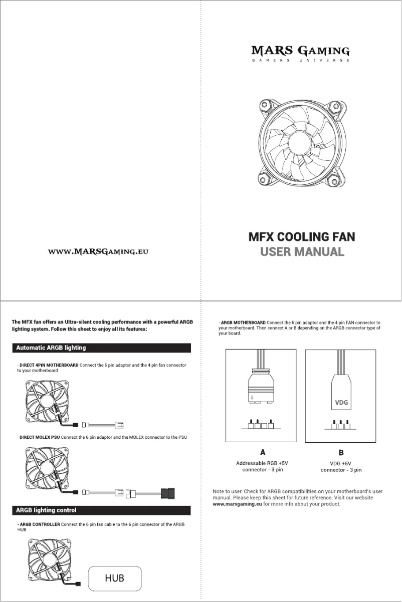Page 1 de la notice Manuel utilisateur Mars Gaming MFX