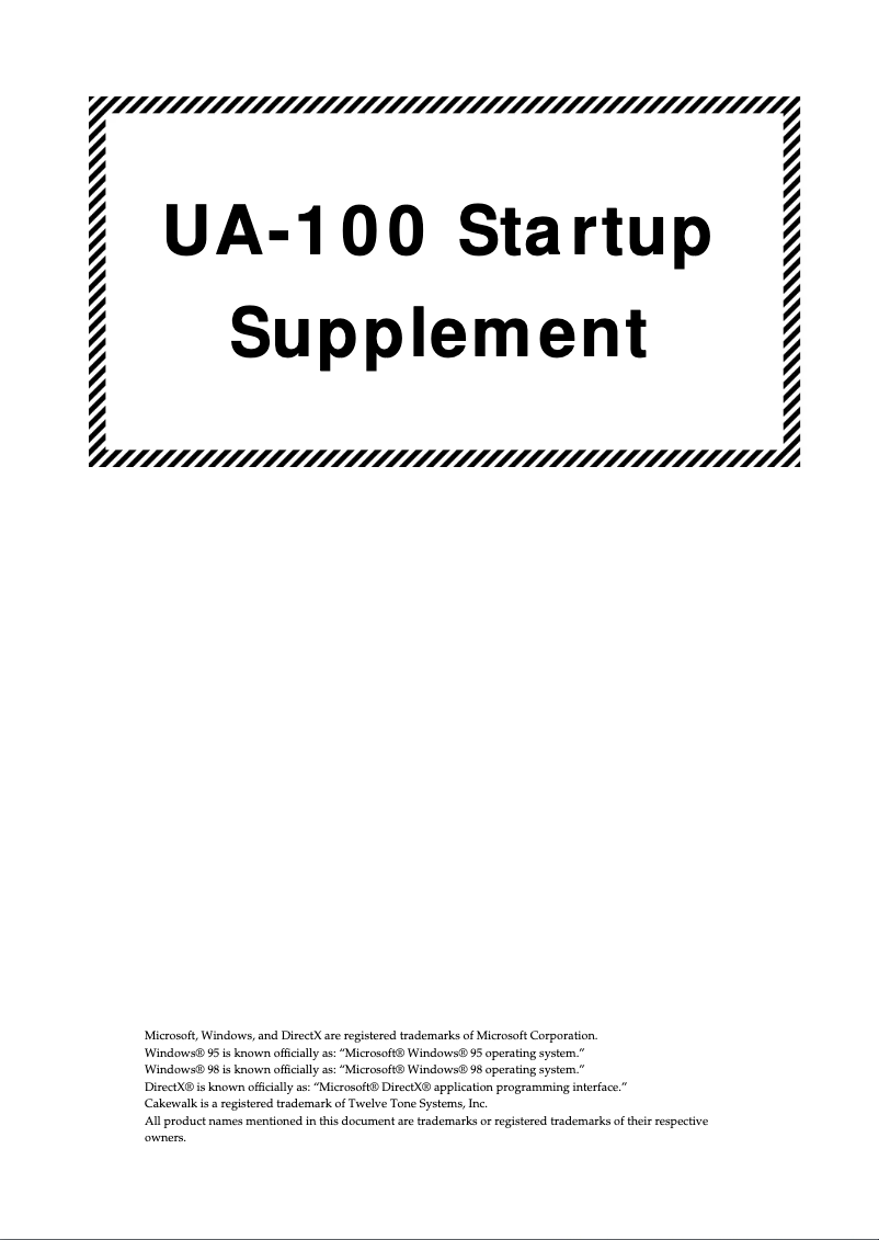 Page 1 de la notice Manuel utilisateur Roland UA-100