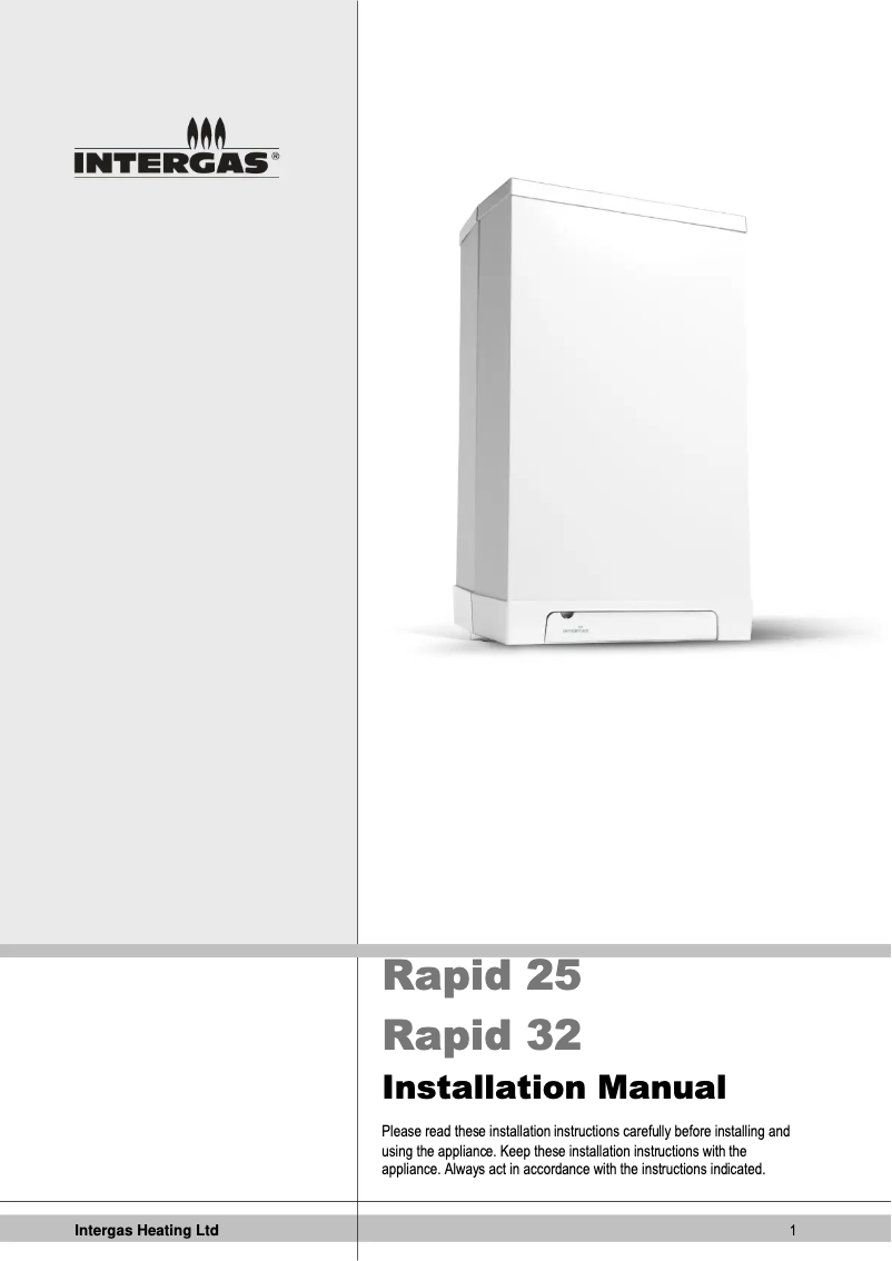Page n°1 - Manuel utilisateur Intergas Rapid 32