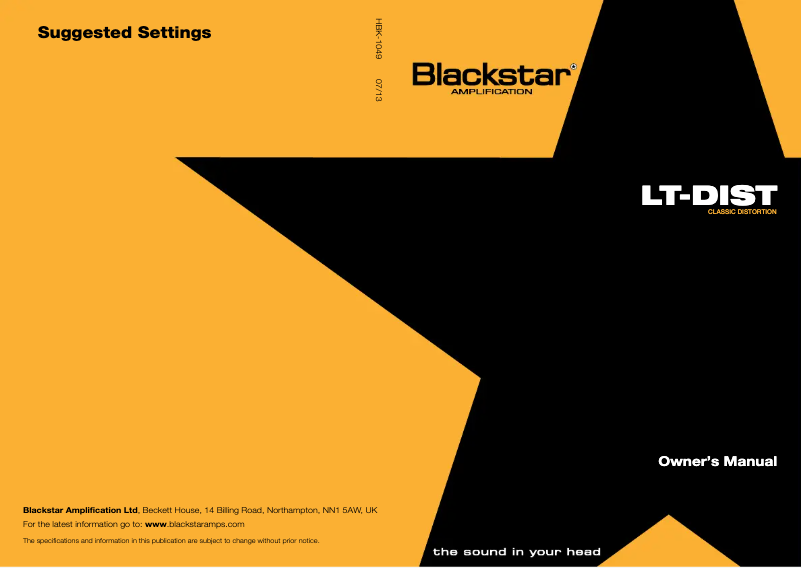 Page 1 de la notice Manuel utilisateur Blackstar LT-DIST