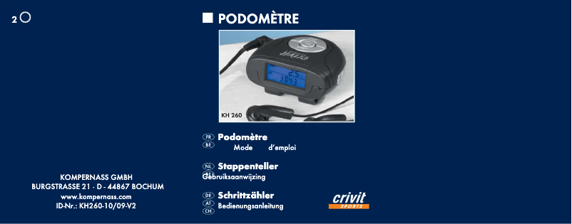 Page n°1 - Manuel utilisateur Crivit KH 260