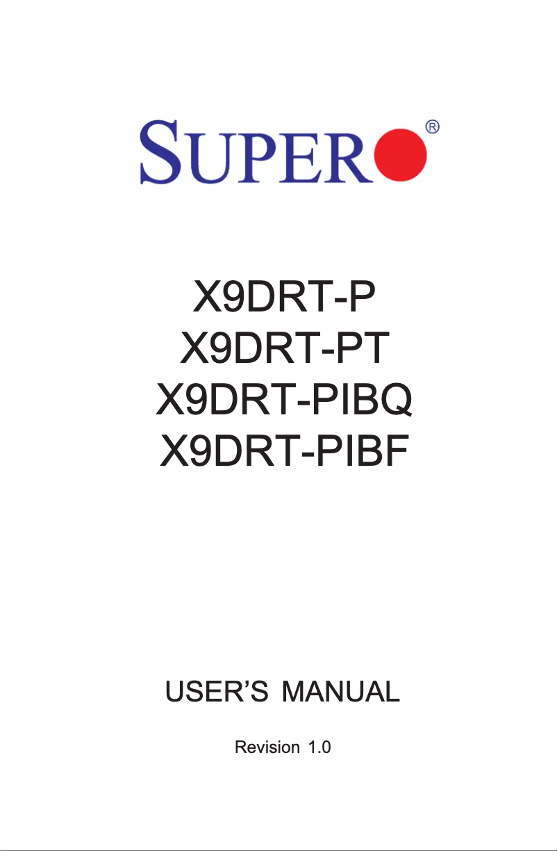 Page n°1 - Manuel utilisateur Supermicro X9DRT-PIBF