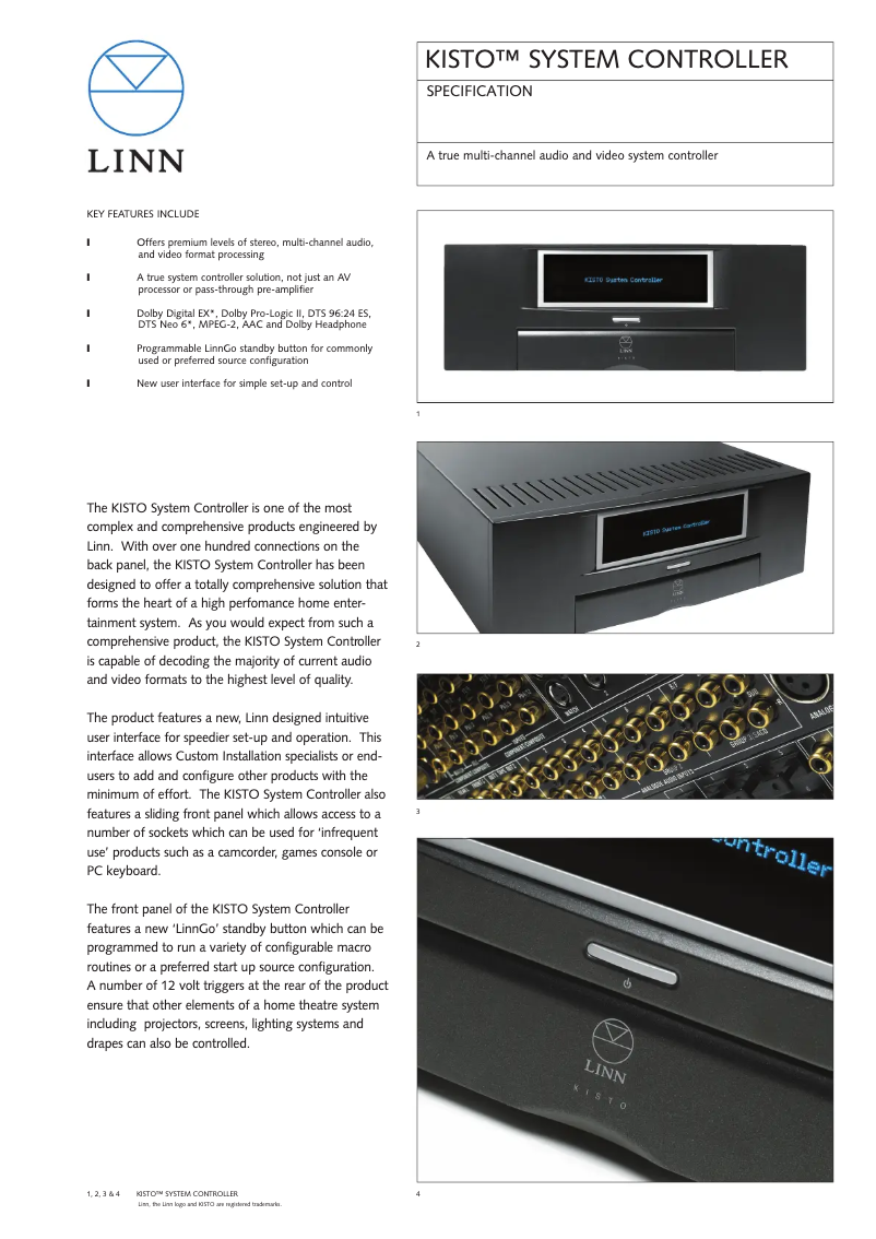 Page n°1 - Fiche technique Linn Kisto