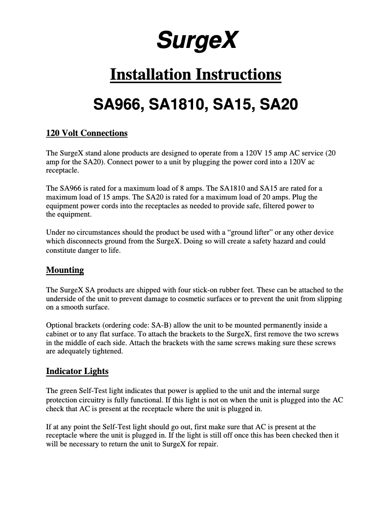 Image de la première page du manuel de l'appareil SA-20