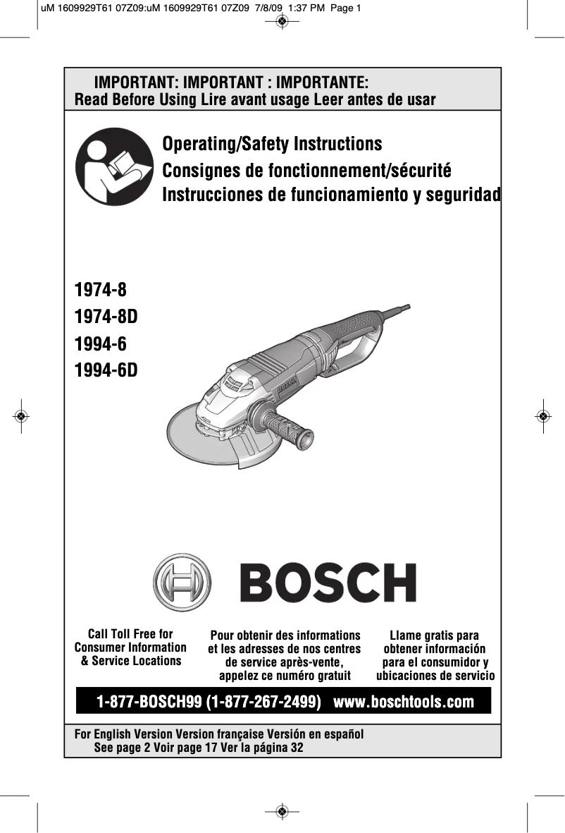 Page n°1 - Manuel utilisateur Bosch 1974-8D
