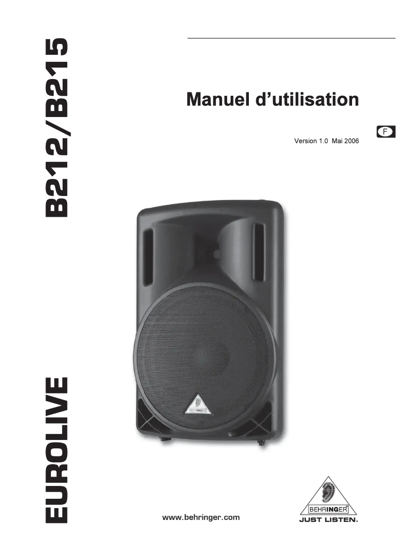 Page n°1 - Manuel utilisateur Behringer Eurolive B212