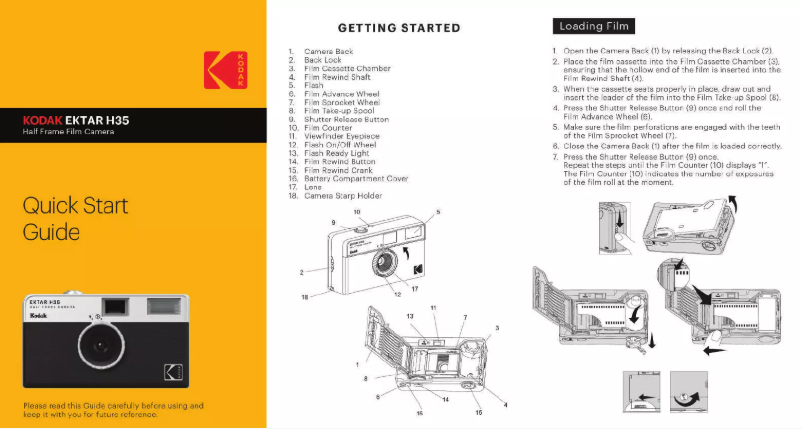 Page 1 de la notice Manuel utilisateur Kodak Ektar H35