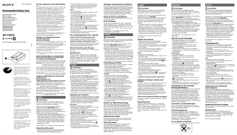 Imagen de la primera página del manual del dispositivo NP-FM50
