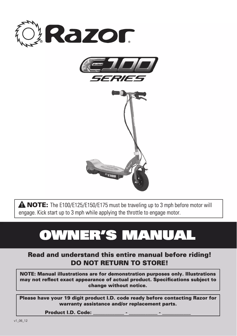 Page 1 de la notice Manuel utilisateur Razer E100