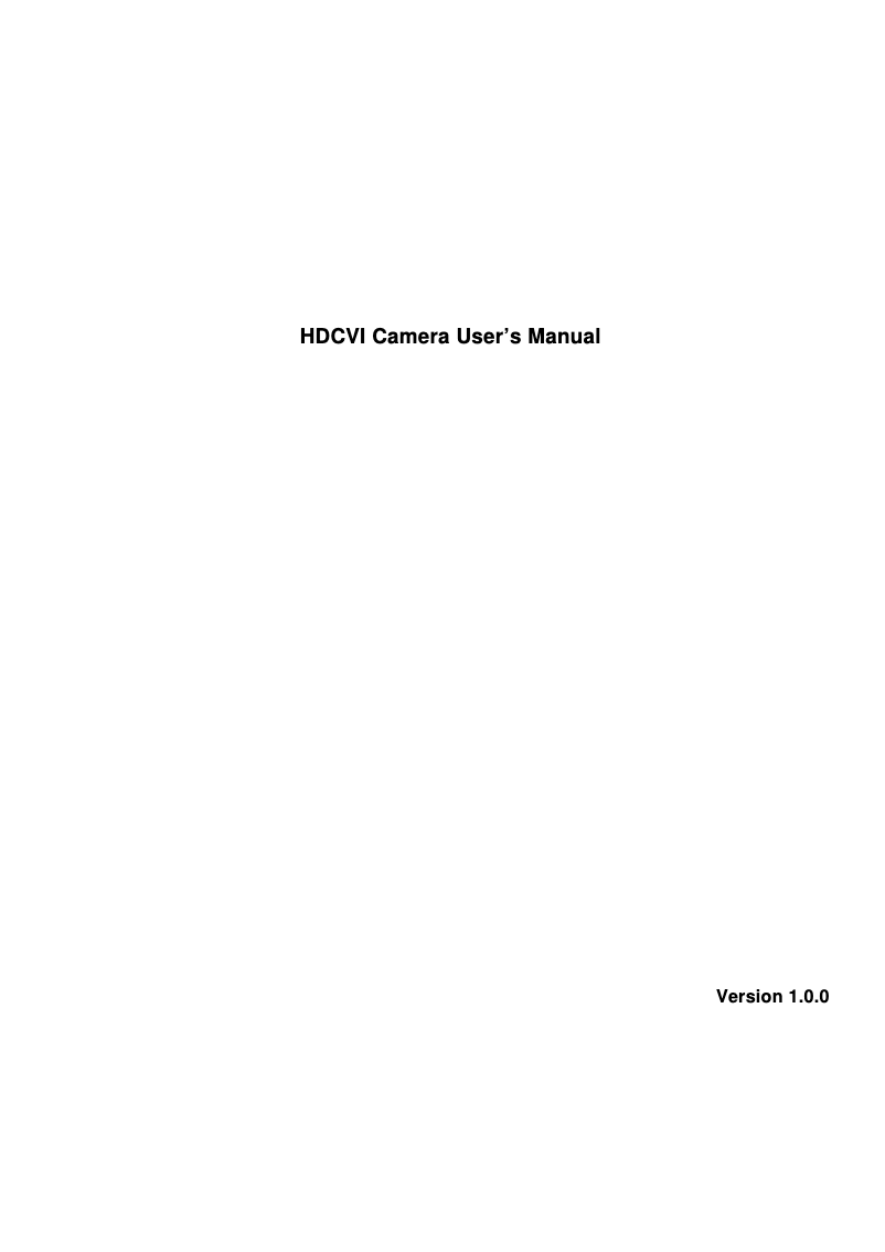 Page n°1 - Manuel utilisateur Dahua Technology DH-HAC-HF3231E