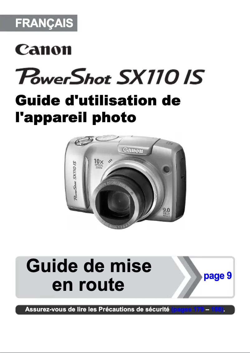 Image de la première page du manuel de l'appareil PowerShot SX110 IS