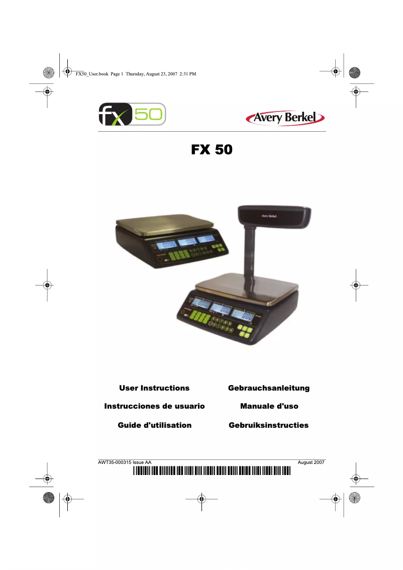 Page n°1 - Manuel utilisateur Avery Berkel FX110