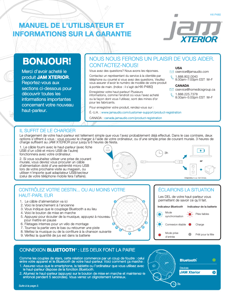 Image de la première page du manuel de l'appareil Xterior HX-P480