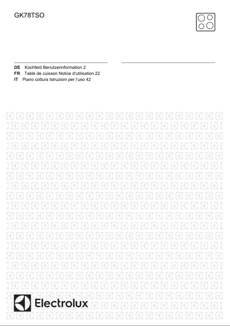 Page 1 de la notice Manuel utilisateur Electrolux GK78TSO