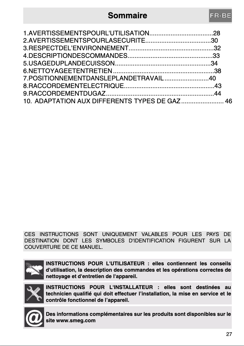 Página 1 del manual Manual de usuario Smeg P1752XBN