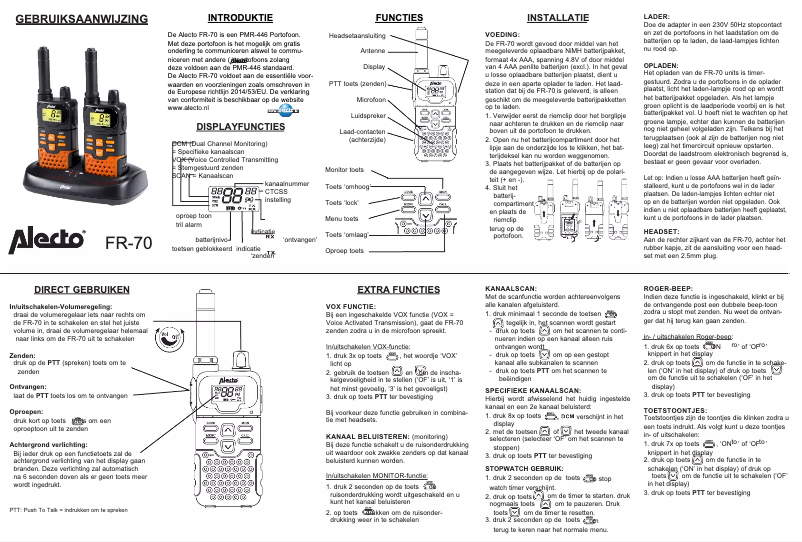 Image de la première page du manuel de l'appareil FR-70
