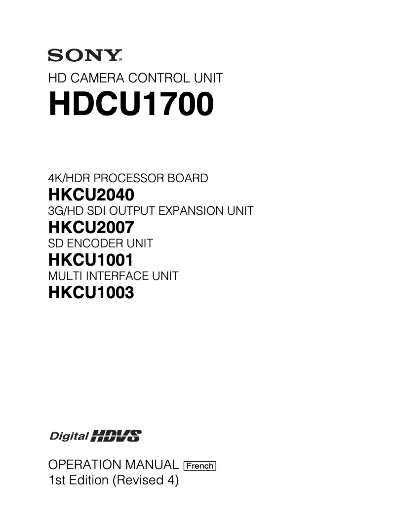 Image de la première page du manuel de l'appareil HDCU-1700