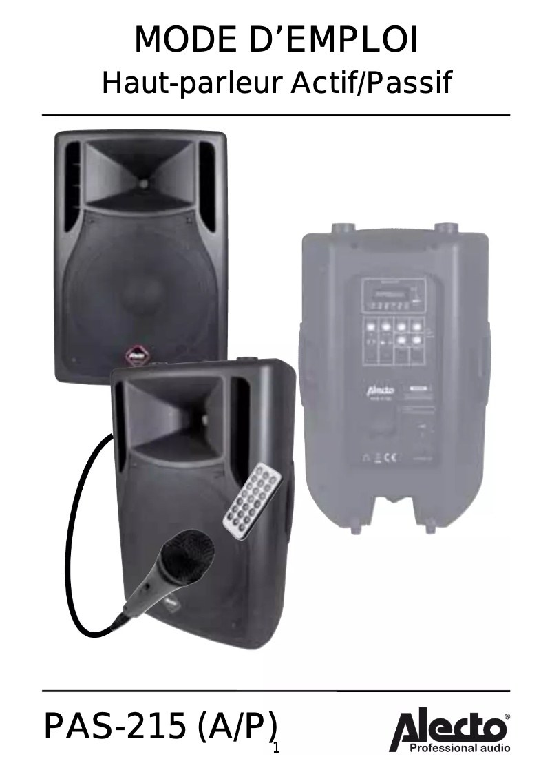 Page 1 de la notice Manuel utilisateur Alecto PAS-215