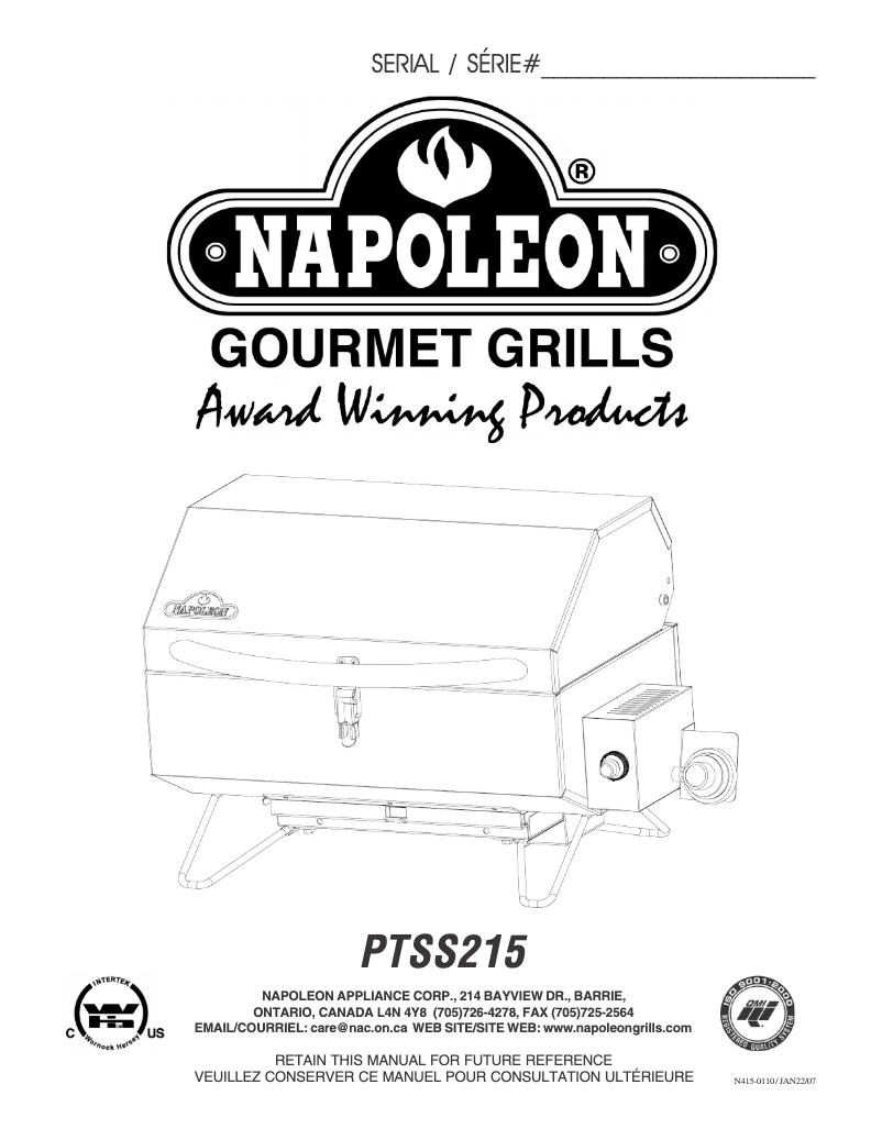 Image de la première page du manuel de l'appareil PTSS215PI