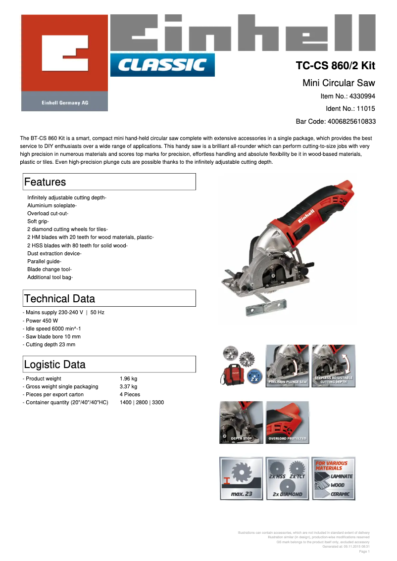 Image de la première page du manuel de l'appareil TC-CS 860/2 Kit