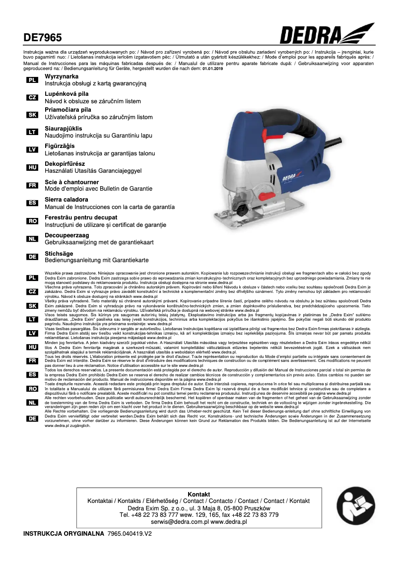 Image de la première page du manuel de l'appareil DED7965