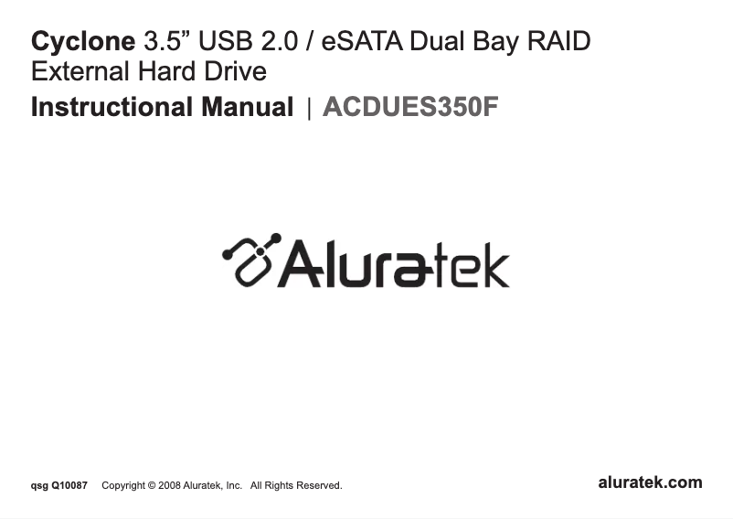 Page n°1 - Manuel utilisateur Aluratek ACDUES350F2TB
