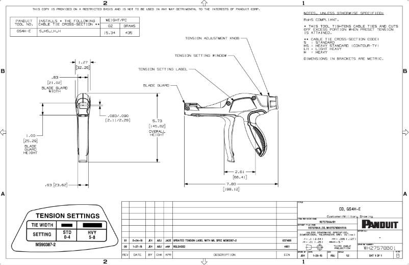 Page n°1 - Dessin technique Panduit GS4H-E