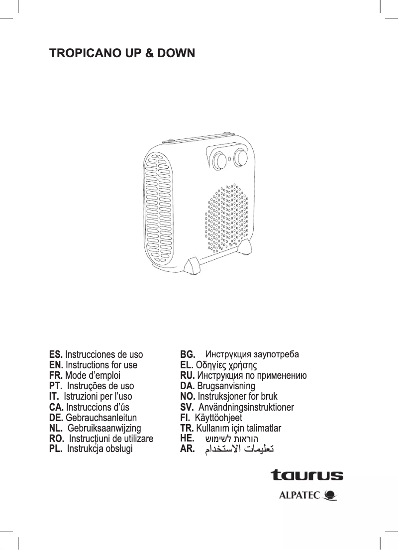 Page 1 de la notice Manuel utilisateur Taurus Alpatec Tropicano Up&Down