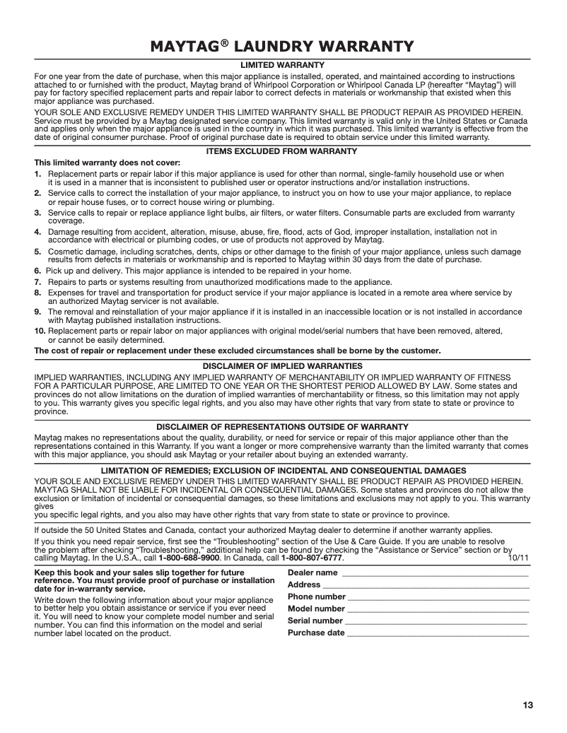Page 1 de la notice Mode d'emploi Maytag MGDX655DW