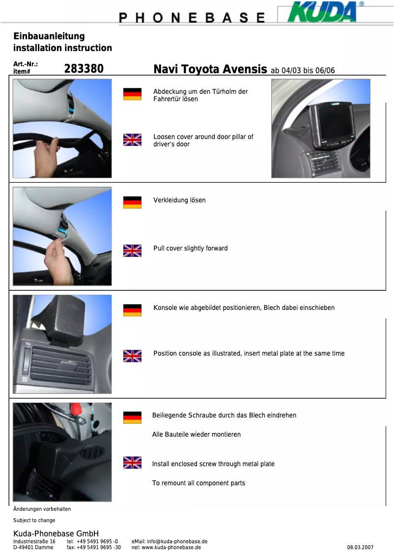 Page 1 of the manual User Manual Kuda 283385