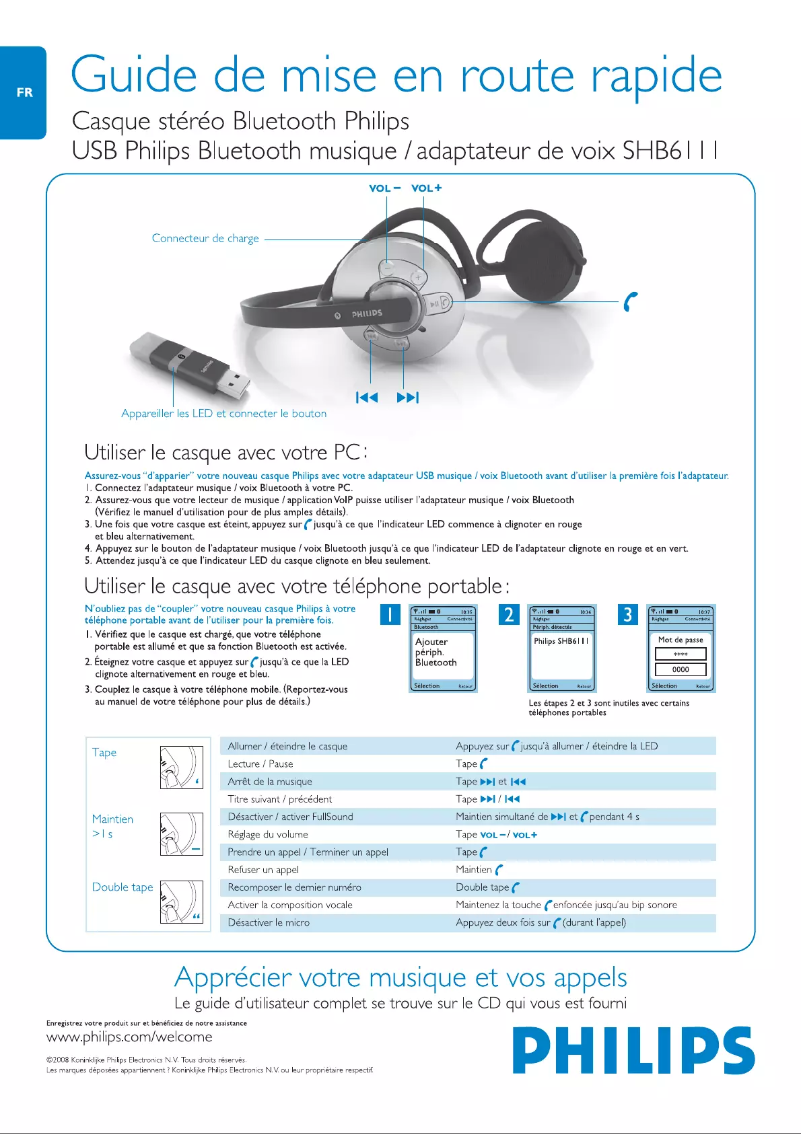 Página 1 del manual Guía de inicio rápido Philips SHB6111
