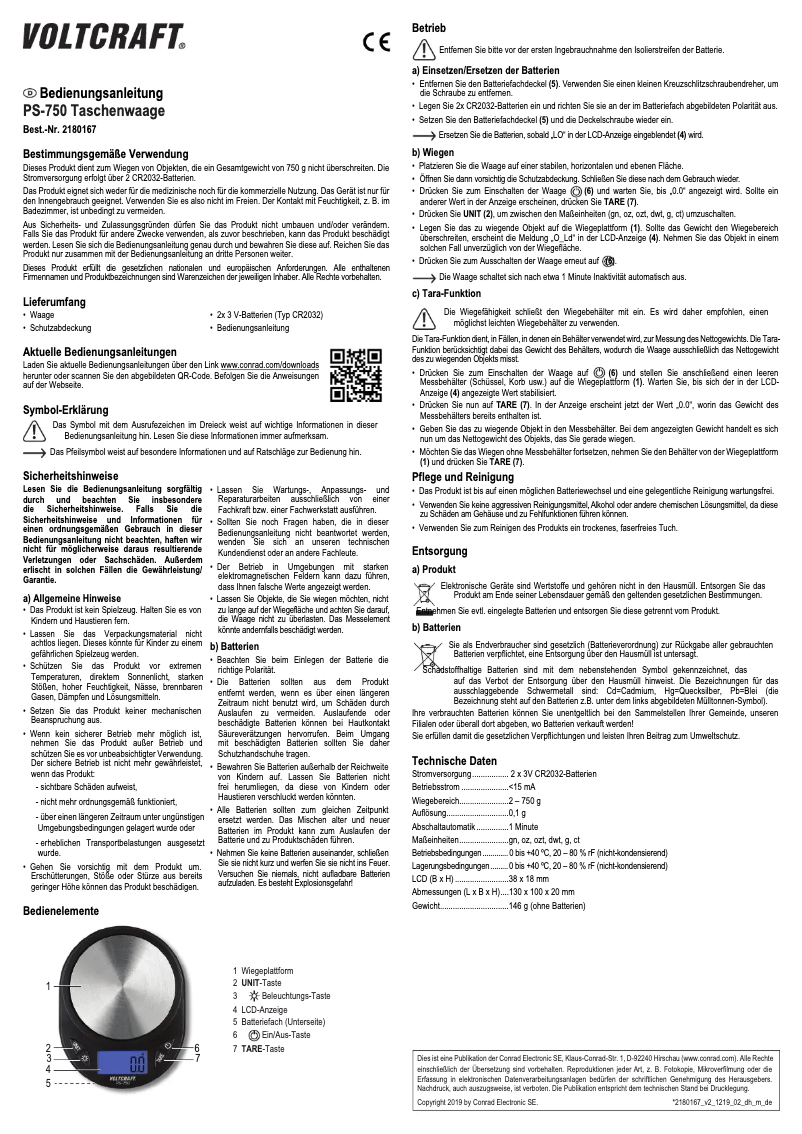 Page n°1 - Manuel utilisateur Voltcraft PS-750