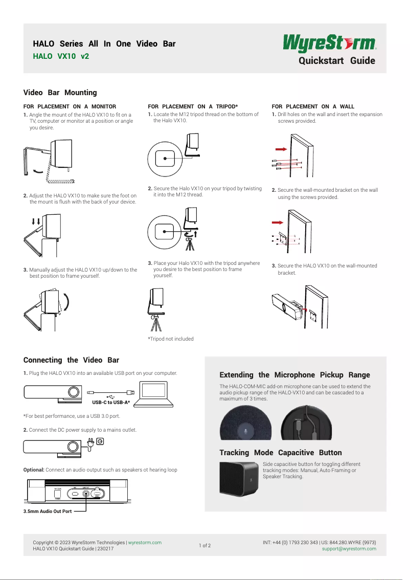 Image de la première page du manuel de l'appareil HALO VX10 v2