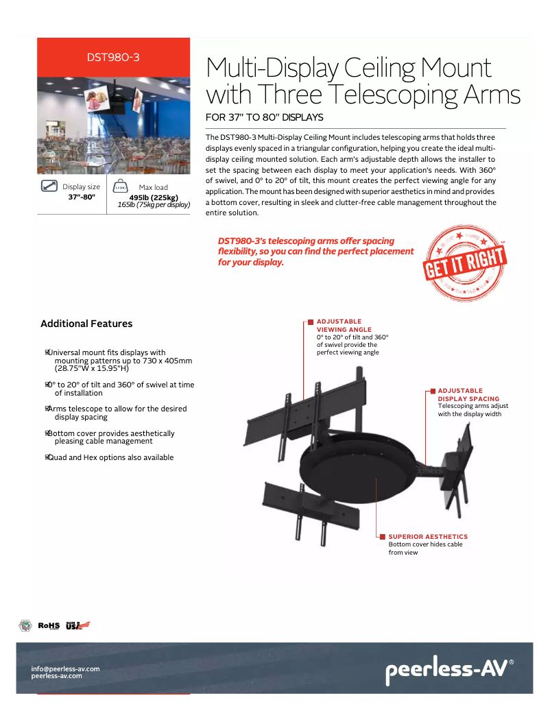 Page 1 de la notice Brochure Peerless-AV DST980-3