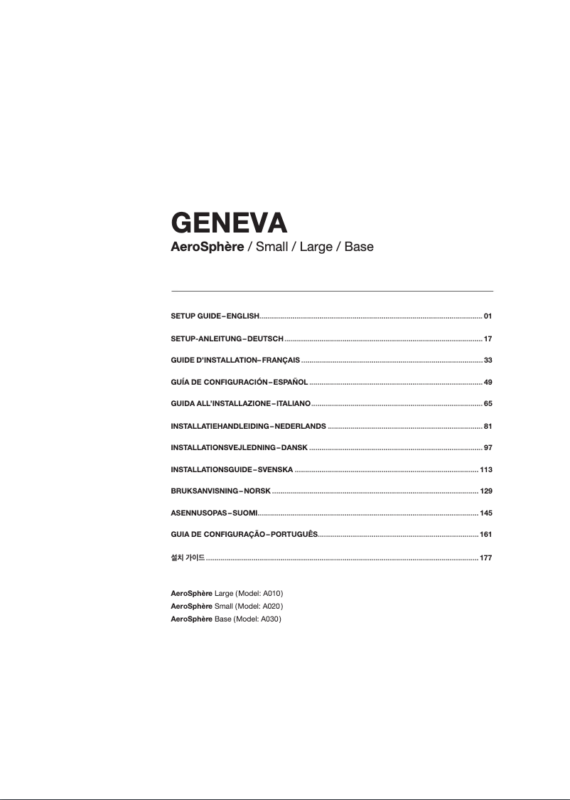 Page 1 de la notice Manuel utilisateur Geneva Aerosphere S