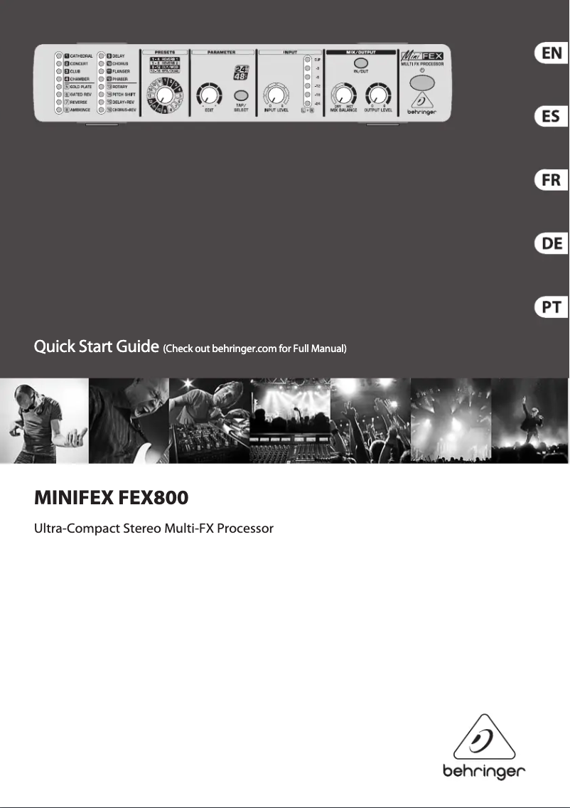 Page 1 de la notice Guide de démarrage rapide Behringer MINIFEX FEX800