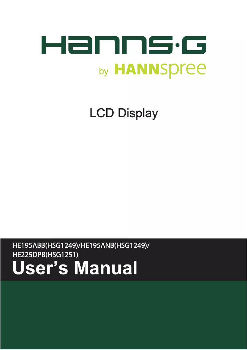 Page 1 de la notice Manuel utilisateur Hannspree HE 195 ANB