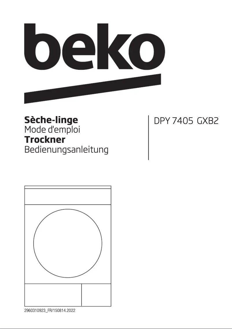 Page 1 de la notice Manuel utilisateur Beko DPY 7405 GXB2