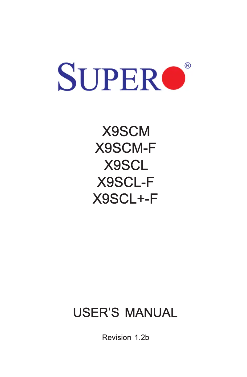 Page 1 de la notice Manuel utilisateur Supermicro X9SCL+-F