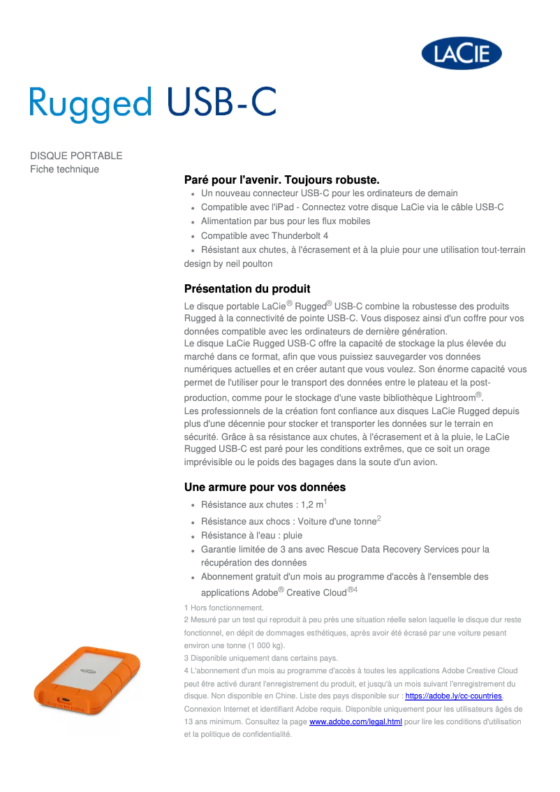 Image de la première page du manuel de l'appareil Rugged USB-C