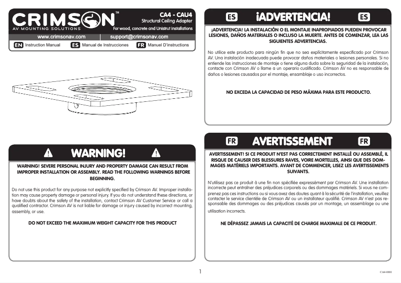 Page n°1 - Manuel utilisateur Crimson CA4