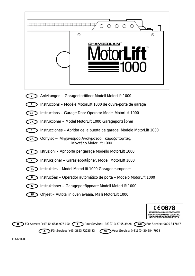 Page 1 de la notice Manuel utilisateur Chamberlain MotorLift 1000