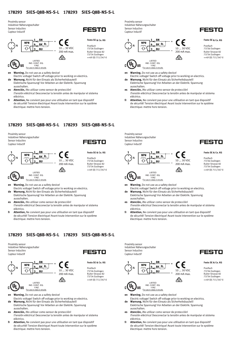 Page 1 de la notice Manuel utilisateur Festo SIES-Q8B-NS-S-L