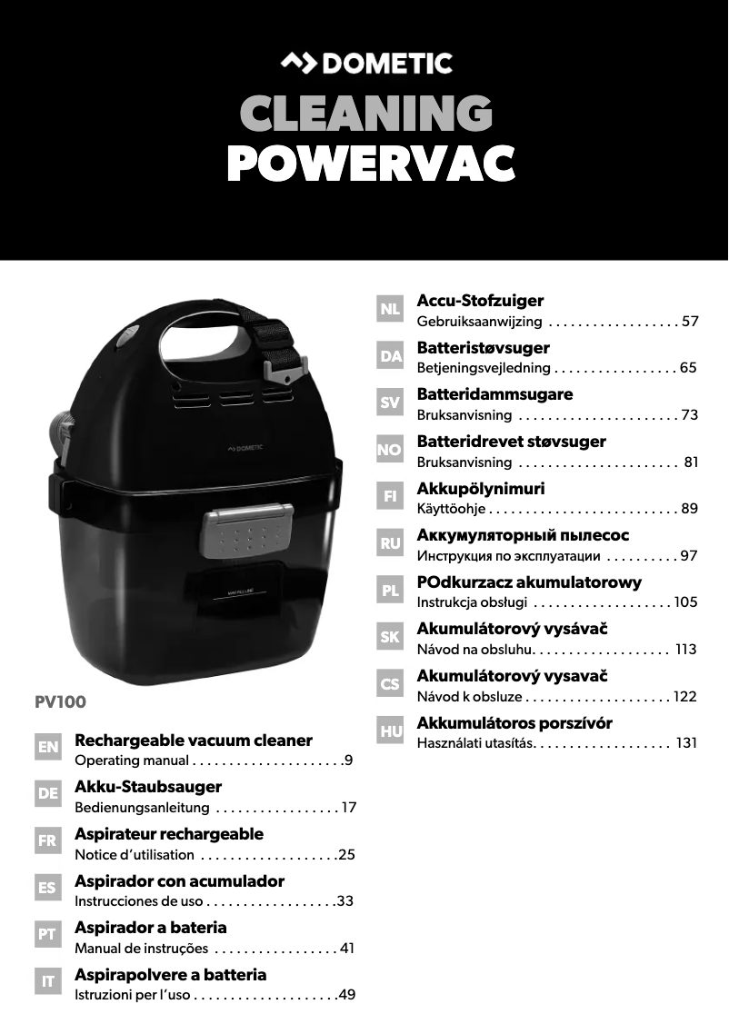 Página 1 del manual Manual de usuario Dometic PowerVac PV100
