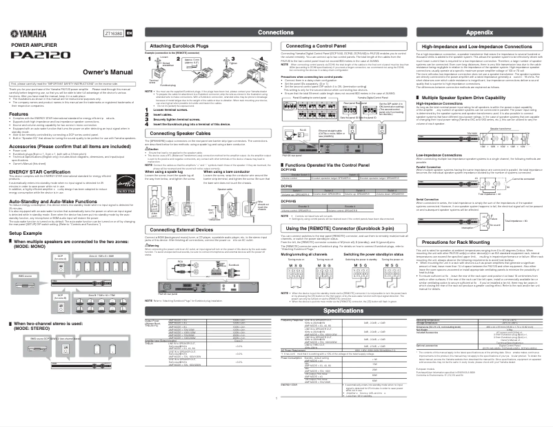 Image de la première page du manuel de l'appareil PA2120