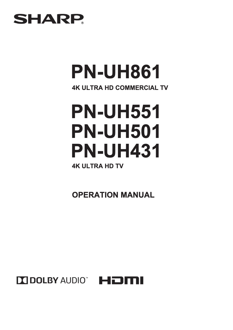 Page 1 de la notice Manuel utilisateur Sharp PN-UH431