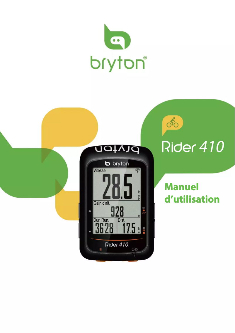 Page 1 de la notice Manuel utilisateur Bryton Rider 410