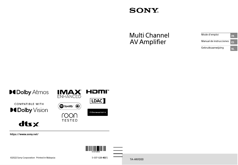 Imagen de la primera página del manual del dispositivo TA-AN1000