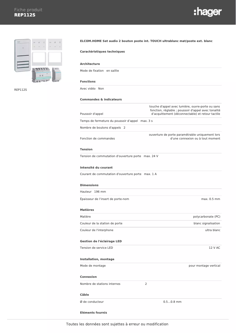 Image de la première page du manuel de l'appareil REP112S